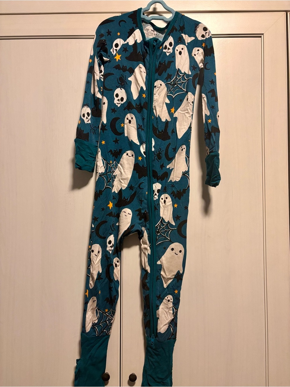 Little Sleepies Teal Ghost & Bat Halloween Footie Pajamas